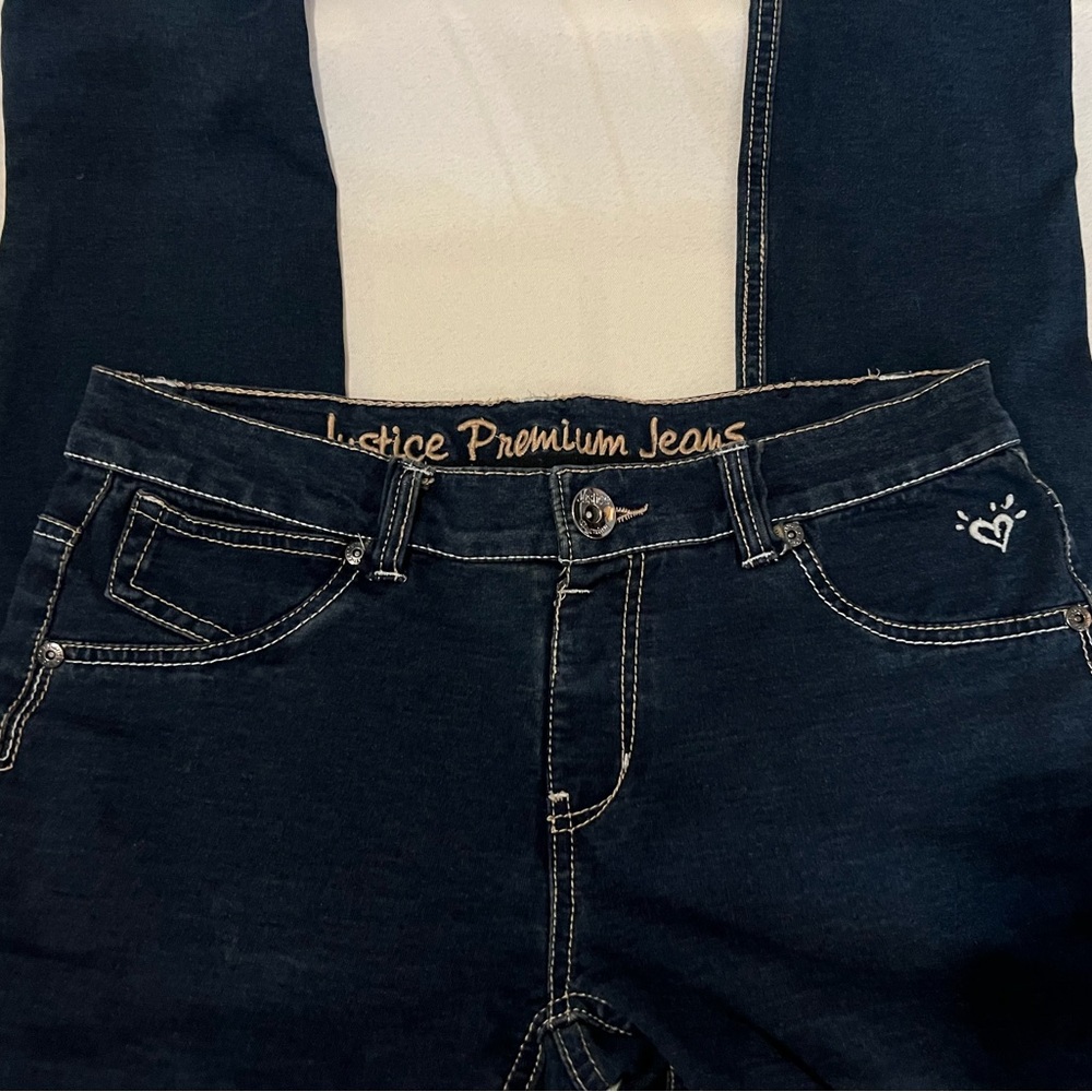 Justice Girls Jeans Size 16 Regular Blue Simply Low Knit Legging